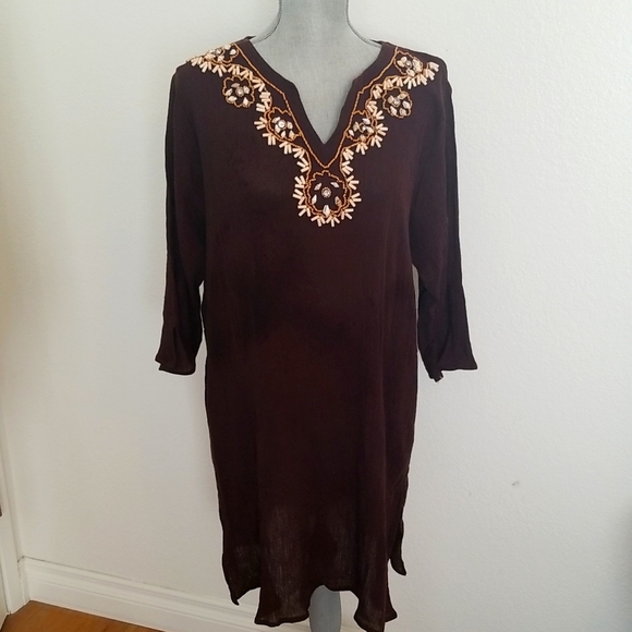 Beaded Beach Cover-Up, sz L - Picture 1 of 5